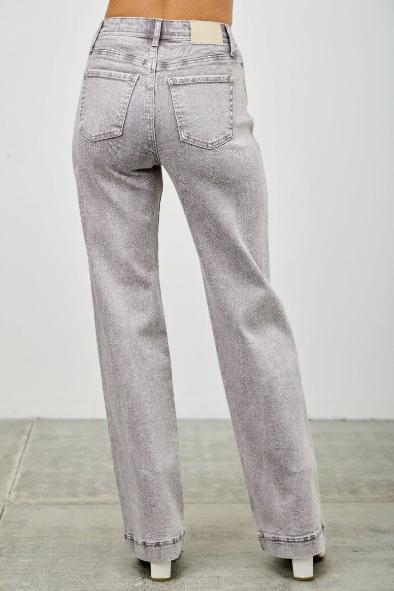 Stretch Denim Jeans – High Rise Slim Wide Straight - Saige Denim Women&