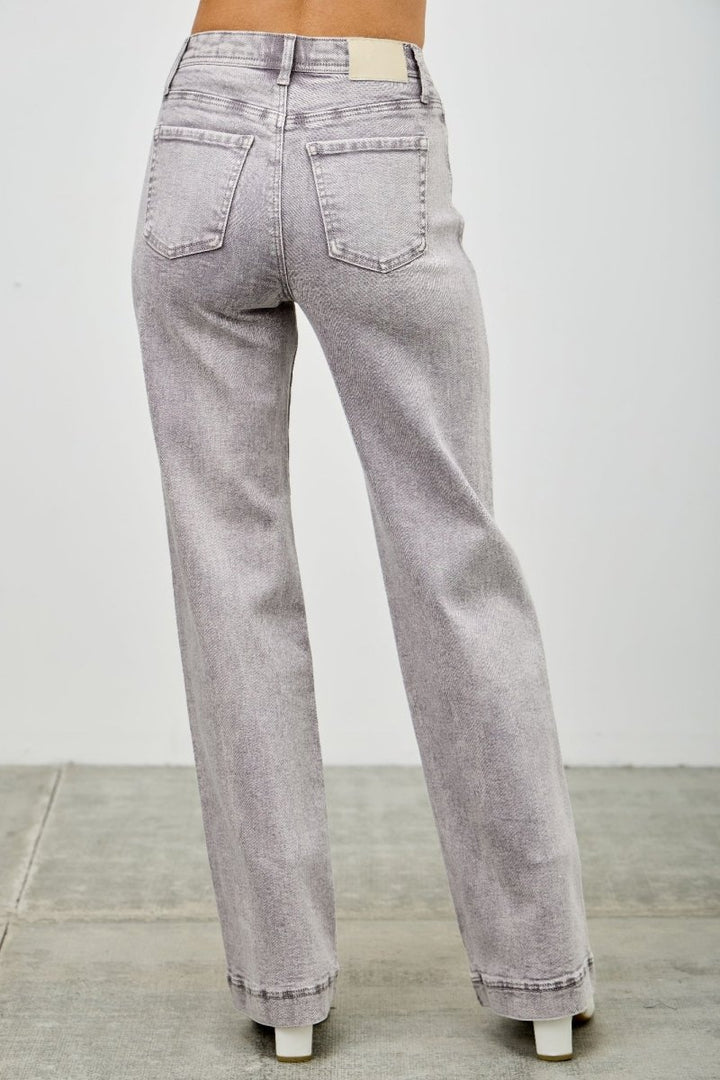 Stretch Denim Jeans – High Rise Slim Wide Straight - Saige Denim Women&
