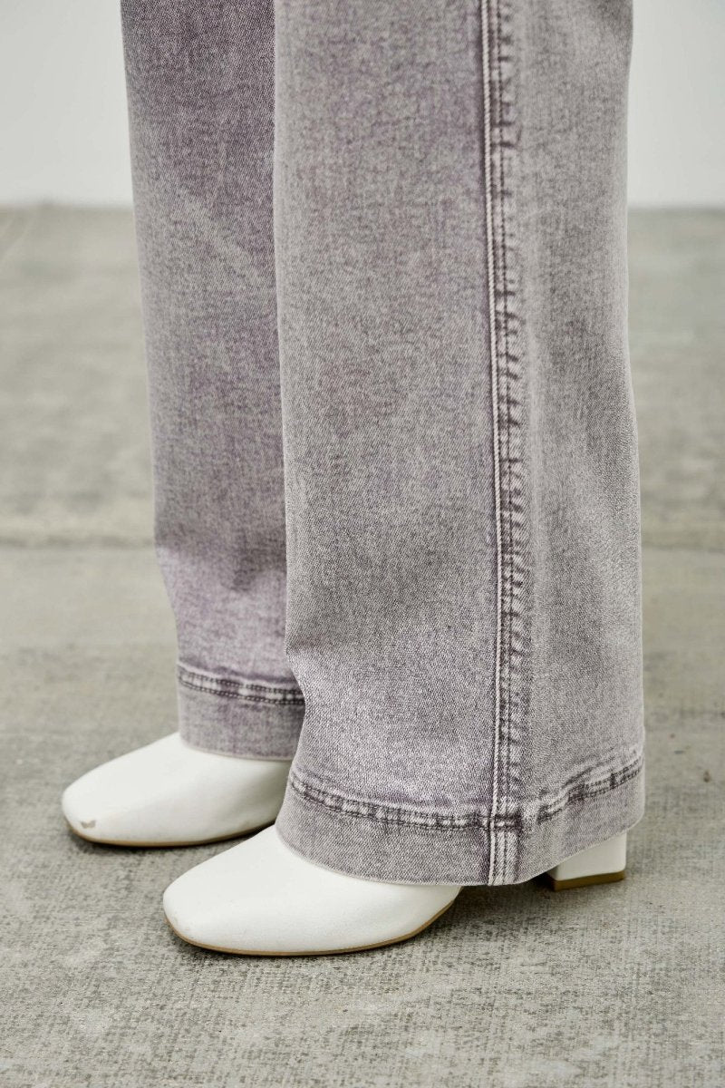 Stretch Denim Jeans – High Rise Slim Wide Straight - Saige Denim Women&
