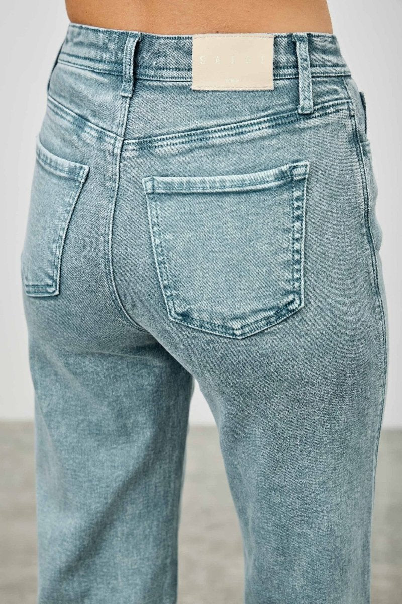 Stretch Denim Jeans – High Rise Slim Wide Straight - Saige Denim Women&