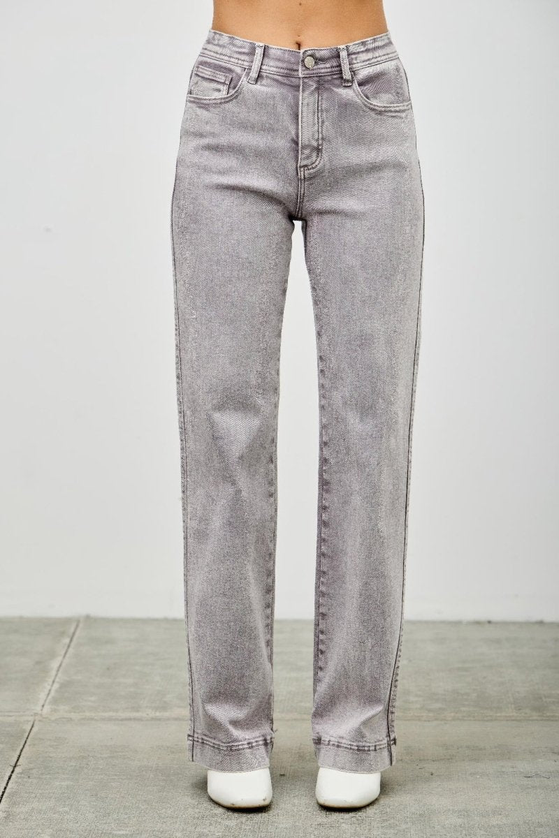 Stretch Denim Jeans – High Rise Slim Wide Straight - Saige Denim Women&