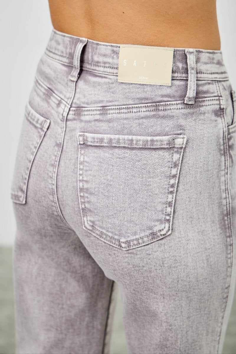 Stretch Denim Jeans – High Rise Slim Wide Straight - Saige Denim Women&