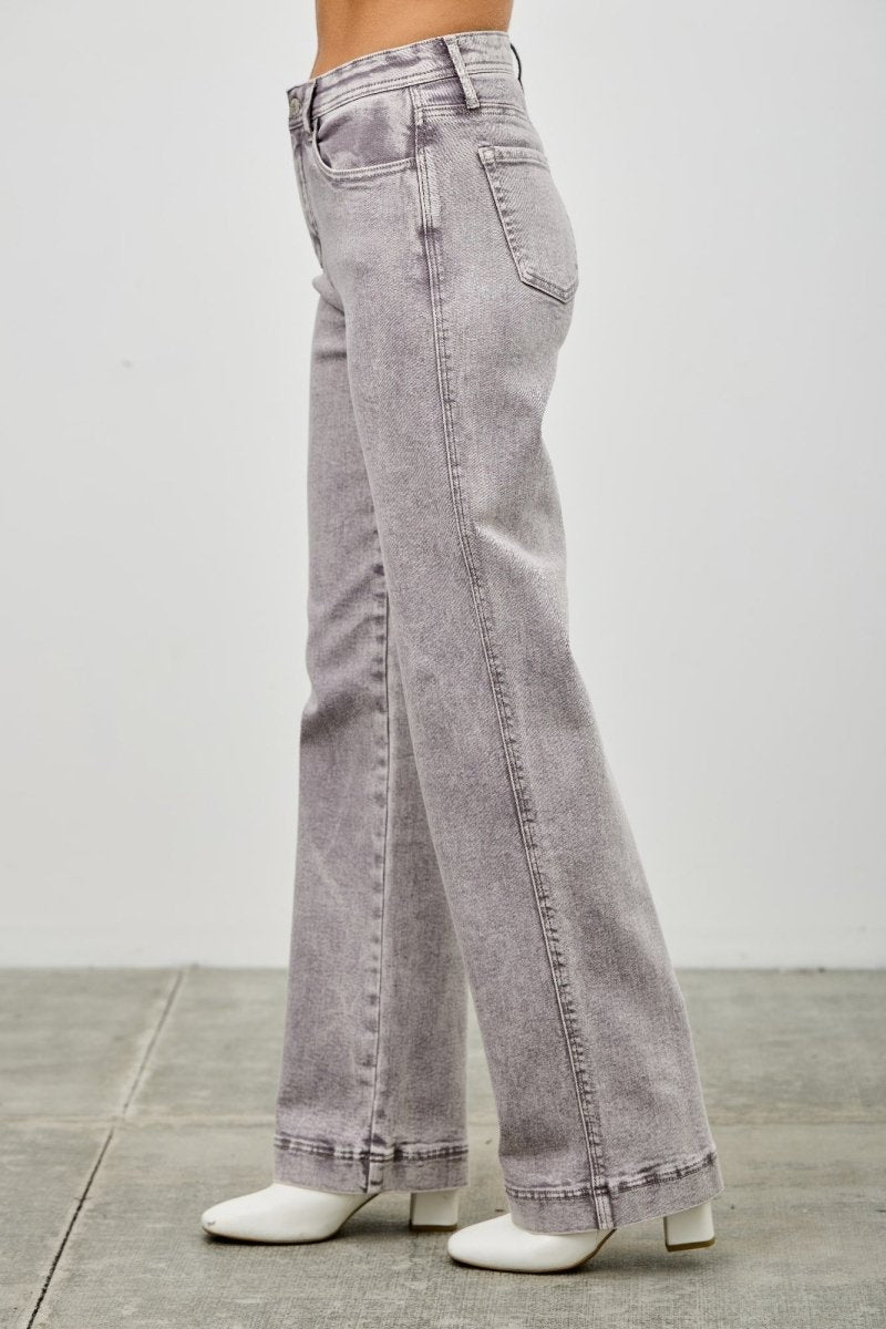 Stretch Denim Jeans – High Rise Slim Wide Straight - Saige Denim Women&