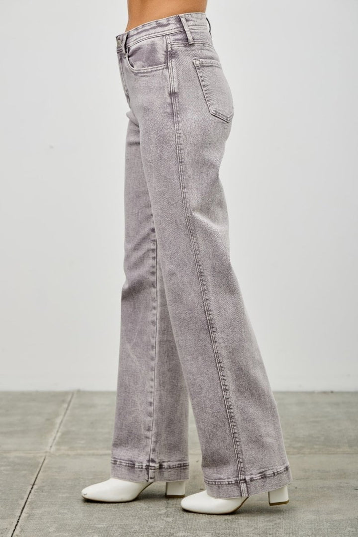 Stretch Denim Jeans – High Rise Slim Wide Straight - Saige Denim Women&