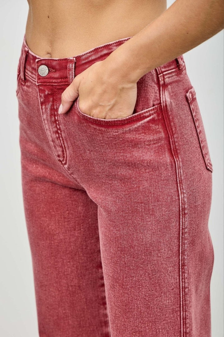 Stretch Denim Jeans – High Rise Slim Wide Straight - Saige Denim Women&