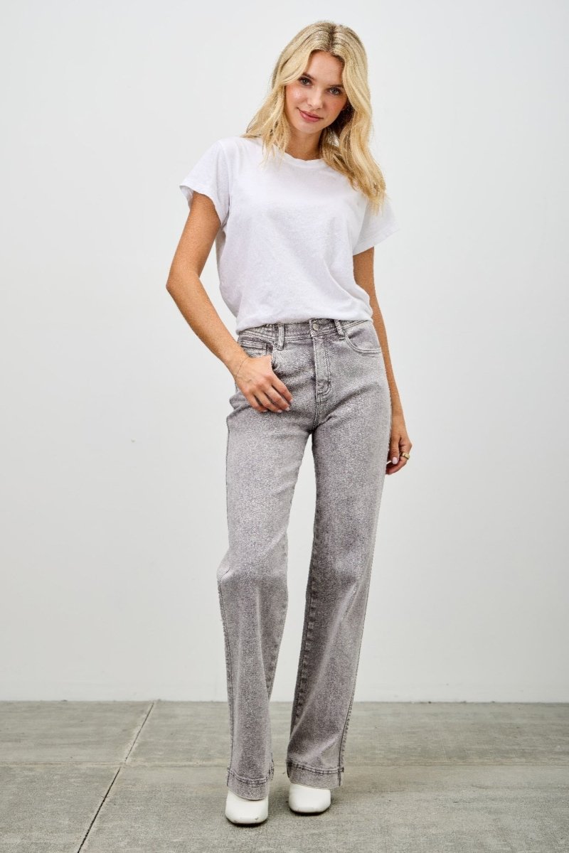 Stretch Denim Jeans – High Rise Slim Wide Straight - Saige Denim Women&