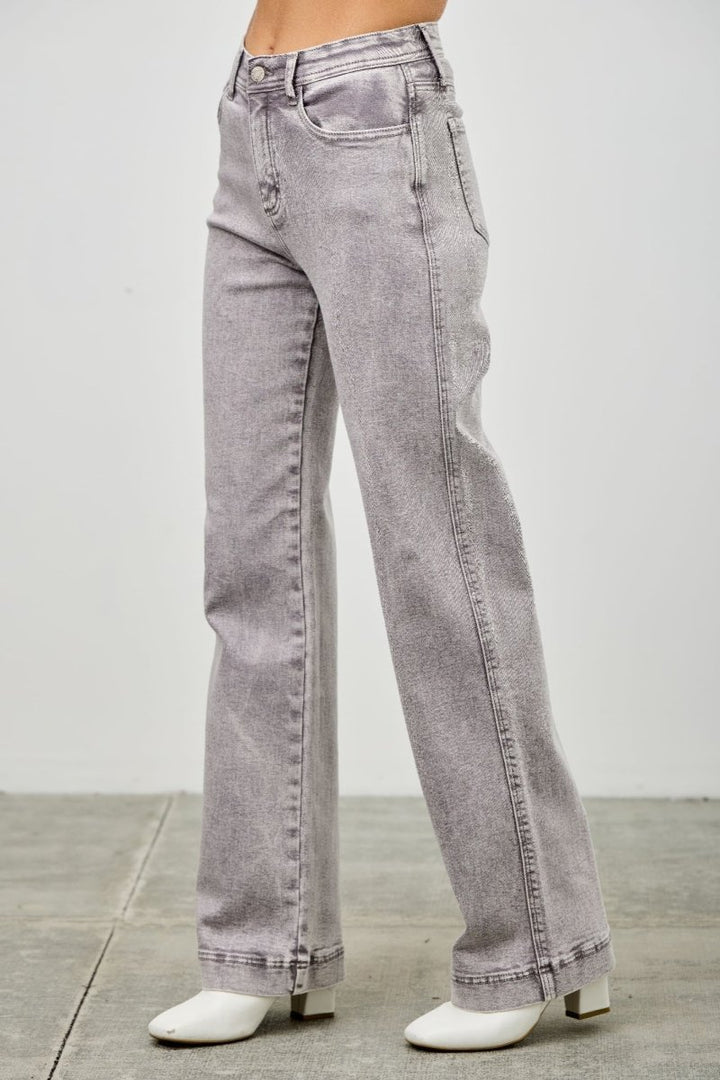 Stretch Denim Jeans – High Rise Slim Wide Straight - Saige Denim Women&