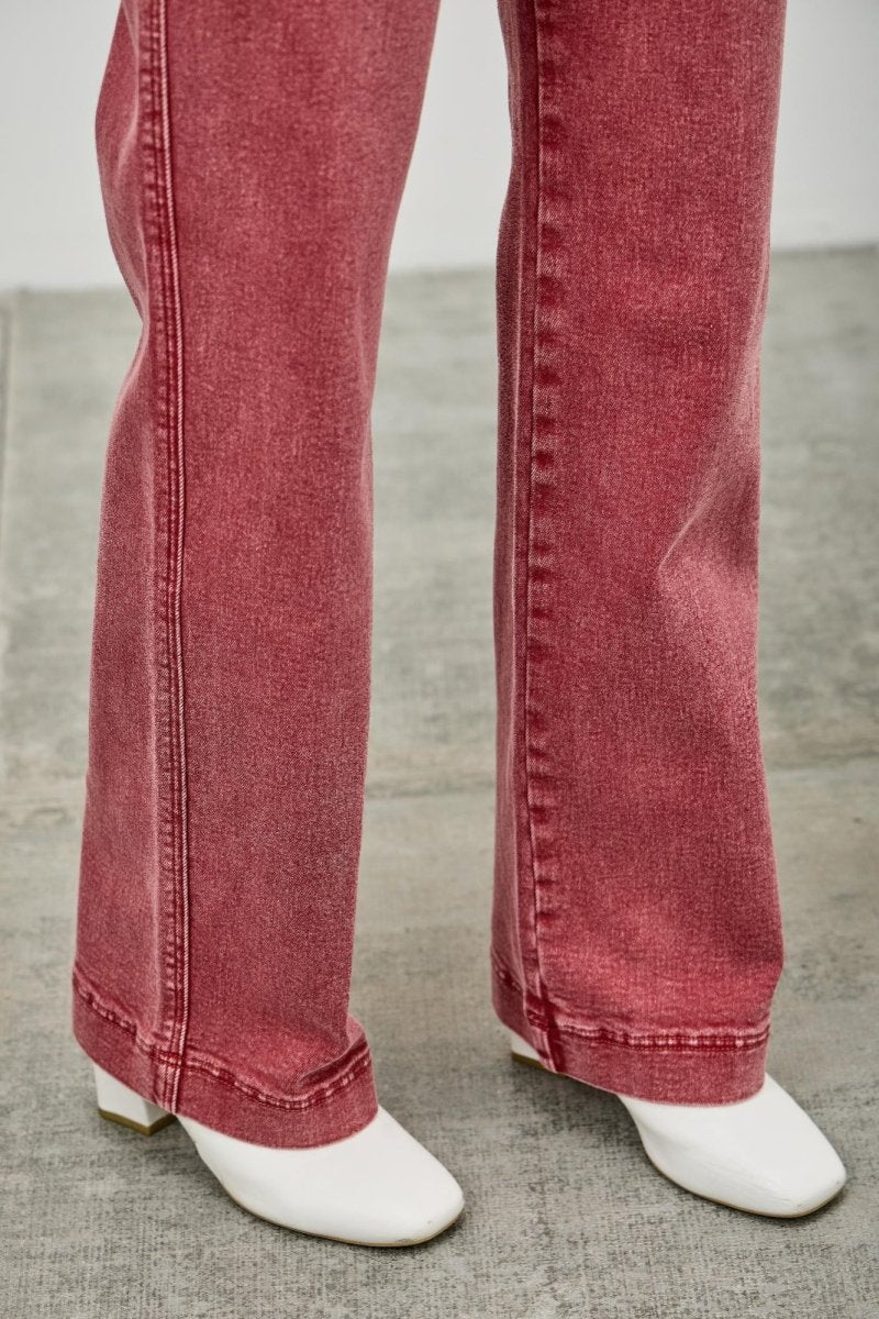 Stretch Denim Jeans – High Rise Slim Wide Straight - Saige Denim Women&