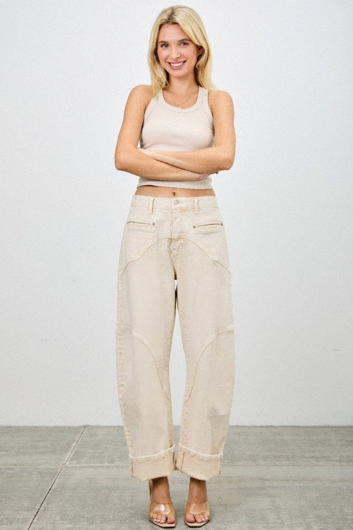 Stretch Denim Jeans – High Waist Barrel Leg - Saige Denim Women&