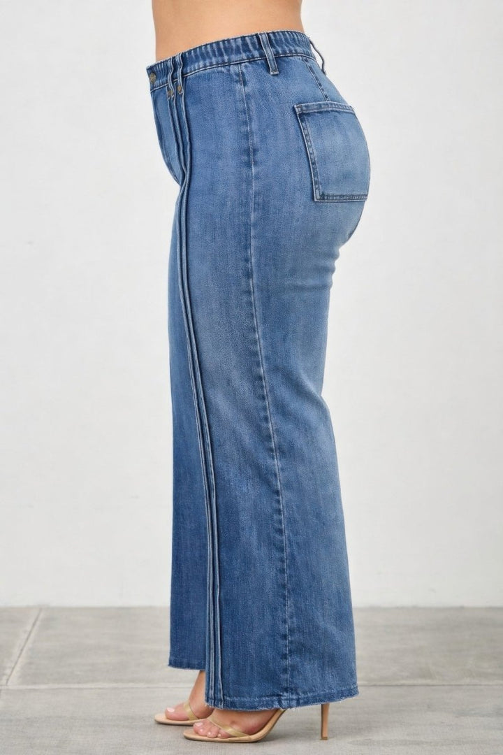Stretch Denim Jeans – High Waist Straight - Leg Fit - Saige Denim Women&