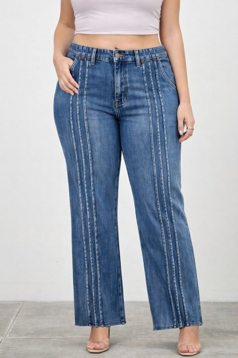 Stretch Denim Jeans – High Waist Straight - Leg Fit - Saige Denim Women's Premium USA - Made Jeans - AMVIM