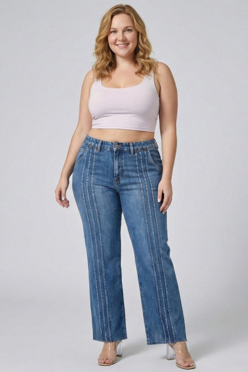 Stretch Denim Jeans – High Waist Straight - Leg Fit - Saige Denim Women&