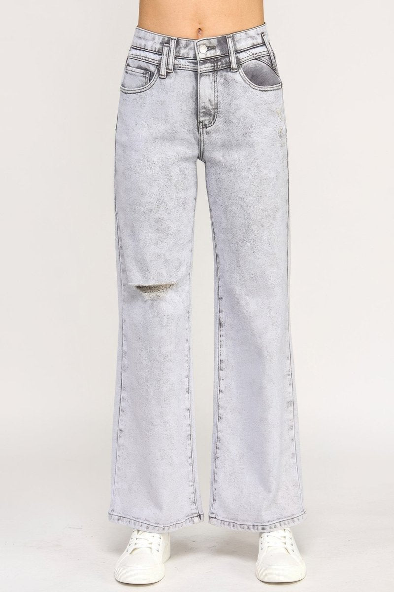 Stretch Denim Jeans – High Waist Wide - Leg Fit - Saige Denim Women's Premium USA - Made Jeans - AMVIM