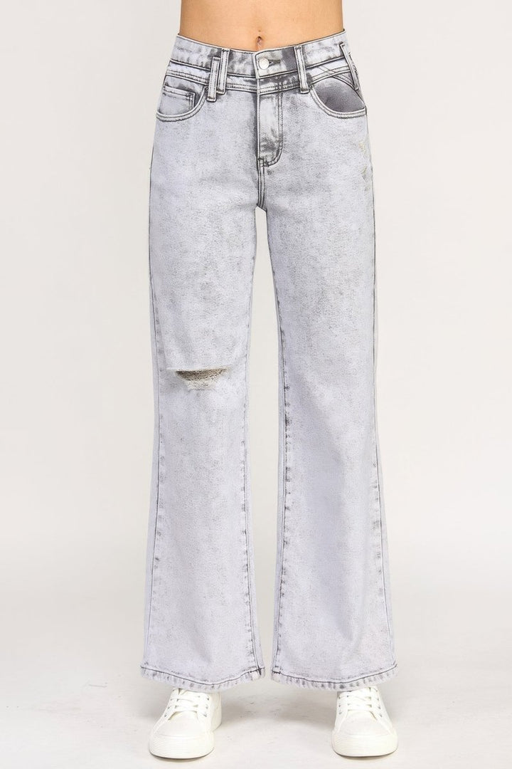 Stretch Denim Jeans – High Waist Wide - Leg Fit - Saige Denim Women&