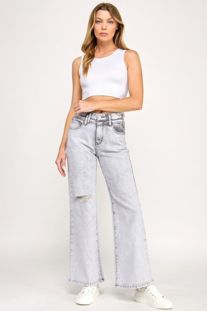 Stretch Denim Jeans – High Waist Wide - Leg Fit - Saige Denim Women&