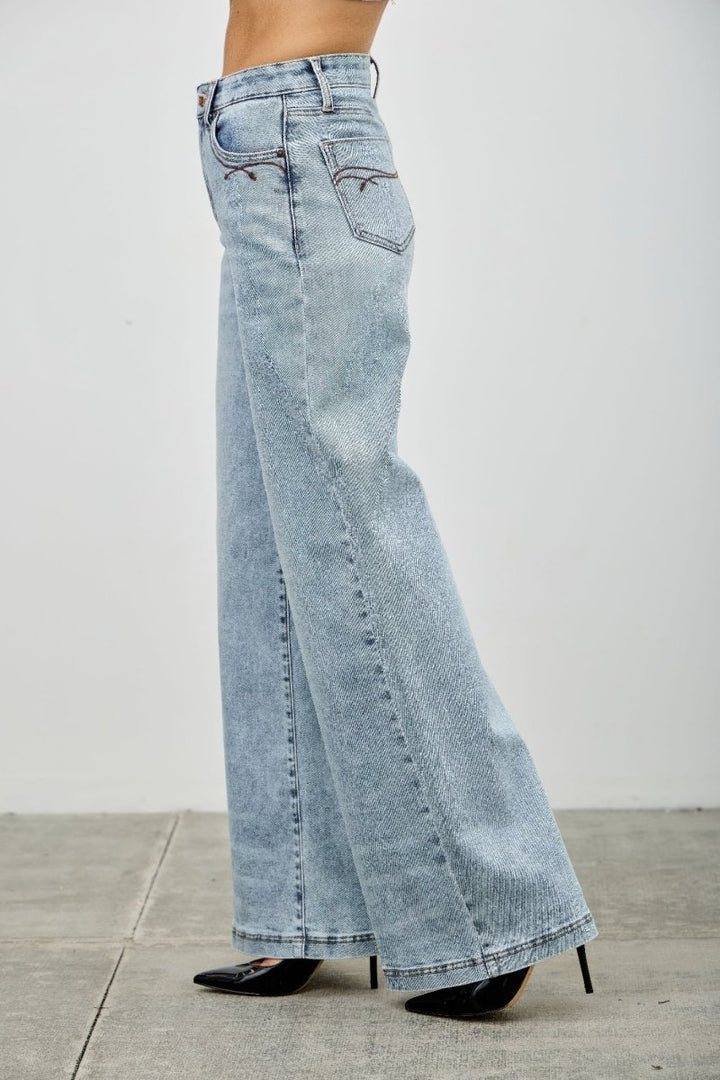Stretch Denim Jeans – High Waist Wide - Leg - Saige Denim Women&