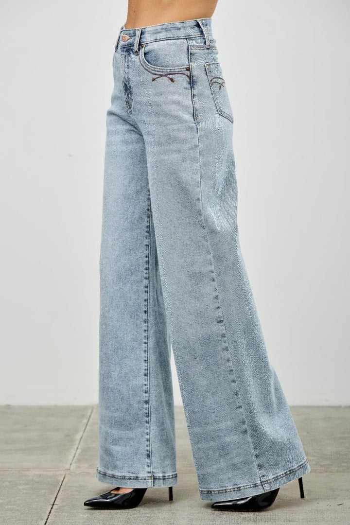 Stretch Denim Jeans – High Waist Wide - Leg - Saige Denim Women&