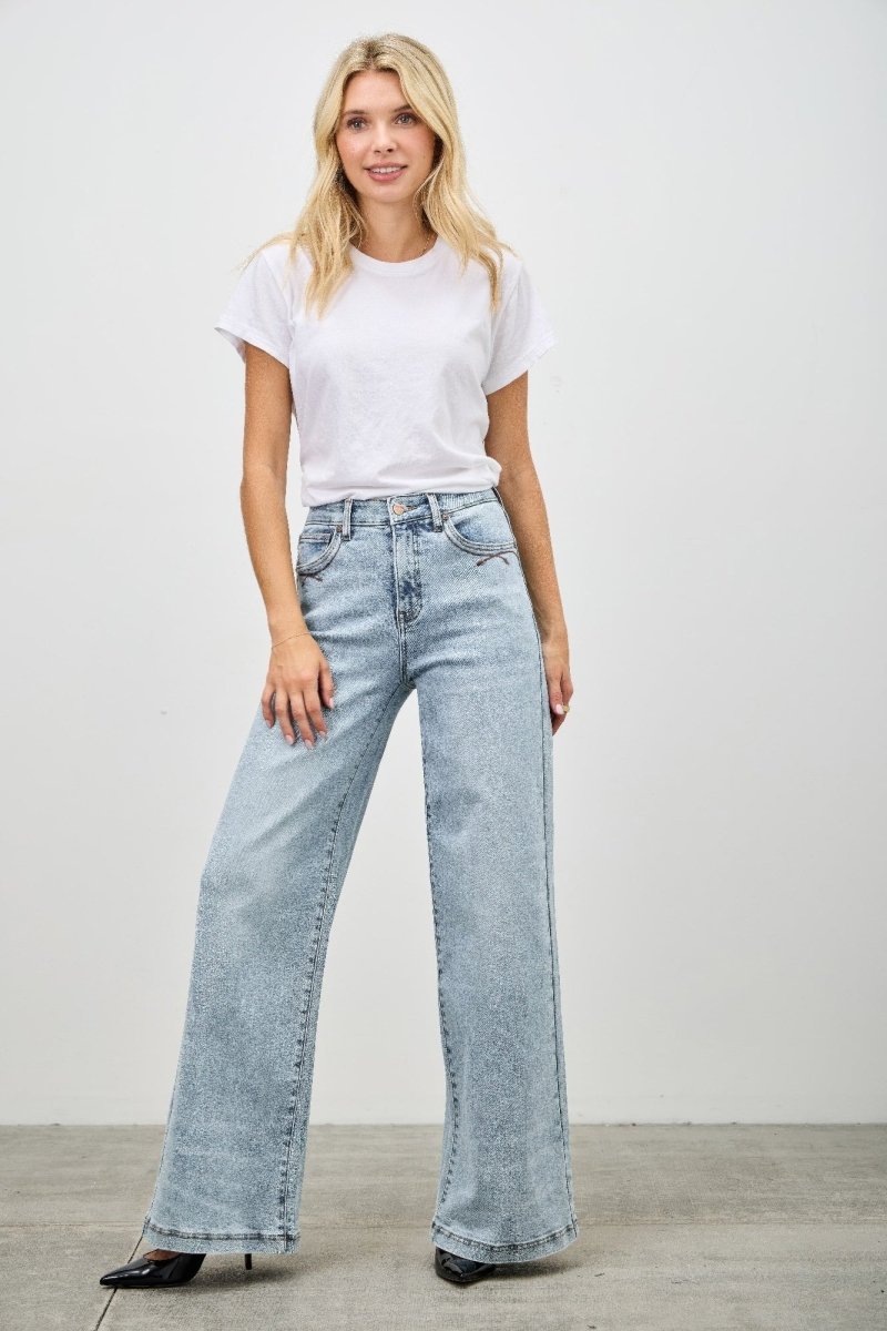 Stretch Denim Jeans – High Waist Wide - Leg - Saige Denim Women&