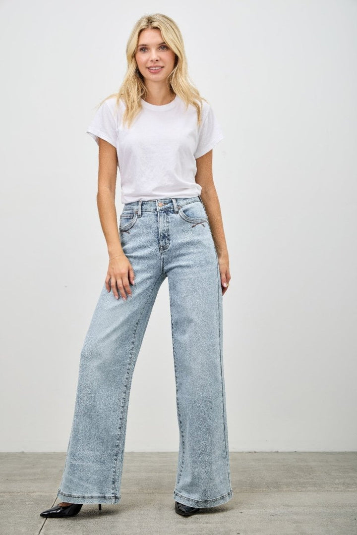 Stretch Denim Jeans – High Waist Wide - Leg - Saige Denim Women&