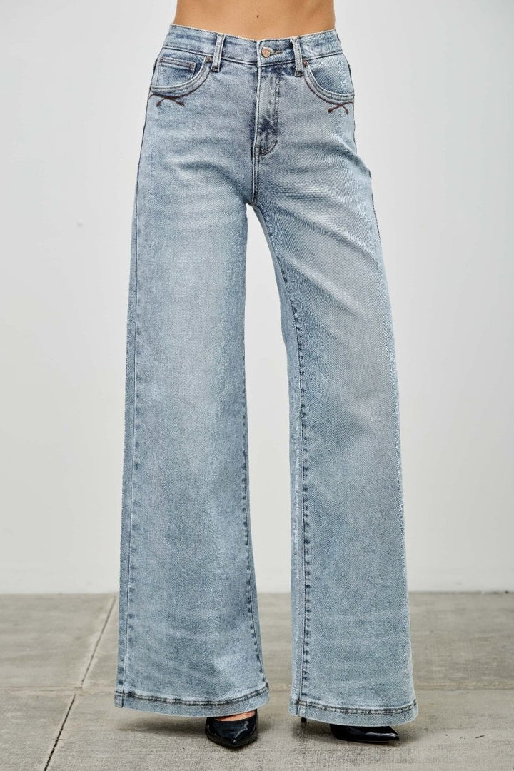 Stretch Denim Jeans – High Waist Wide - Leg - Saige Denim Women&
