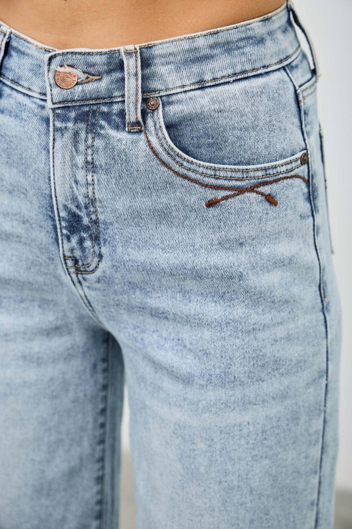 Stretch Denim Jeans – High Waist Wide - Leg - Saige Denim Women&