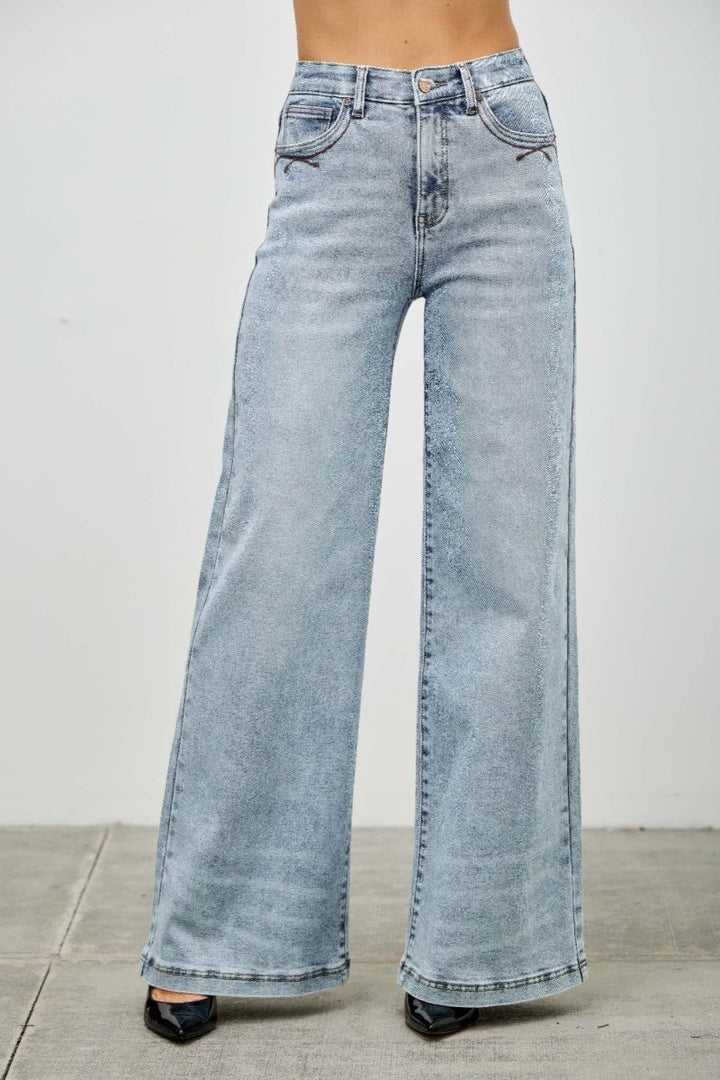 Stretch Denim Jeans – High Waist Wide - Leg - Saige Denim Women&