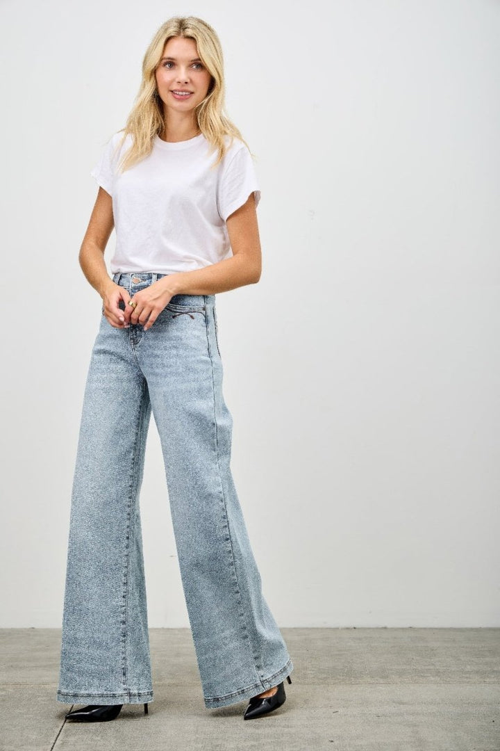 Stretch Denim Jeans – High Waist Wide - Leg - Saige Denim Women&