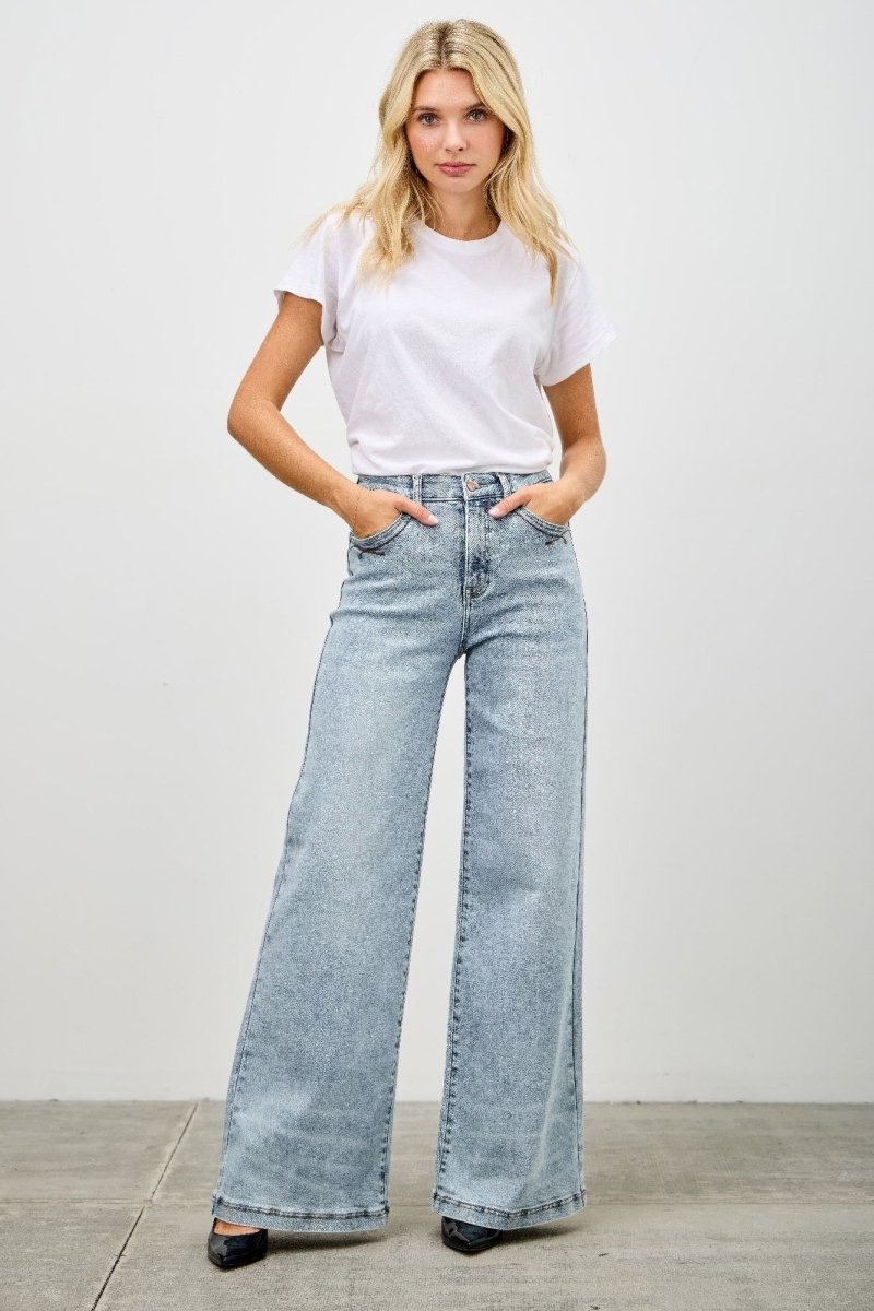 Stretch Denim Jeans – High Waist Wide - Leg - Saige Denim Women&