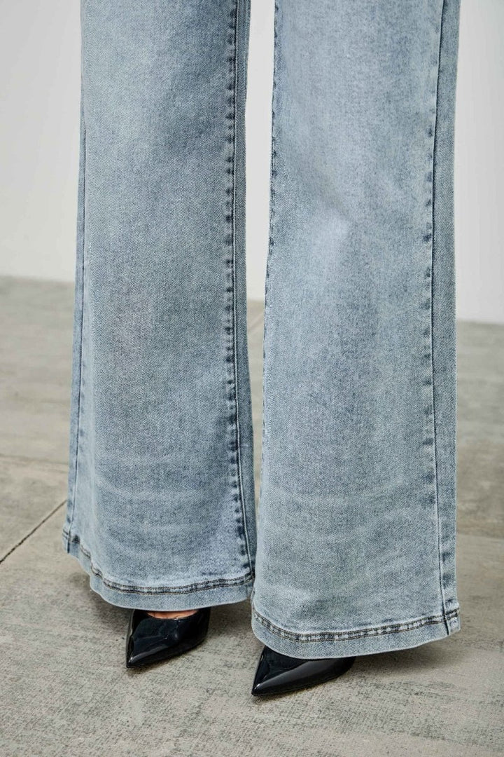 Stretch Denim Jeans – High Waist Wide - Leg - Saige Denim Women&