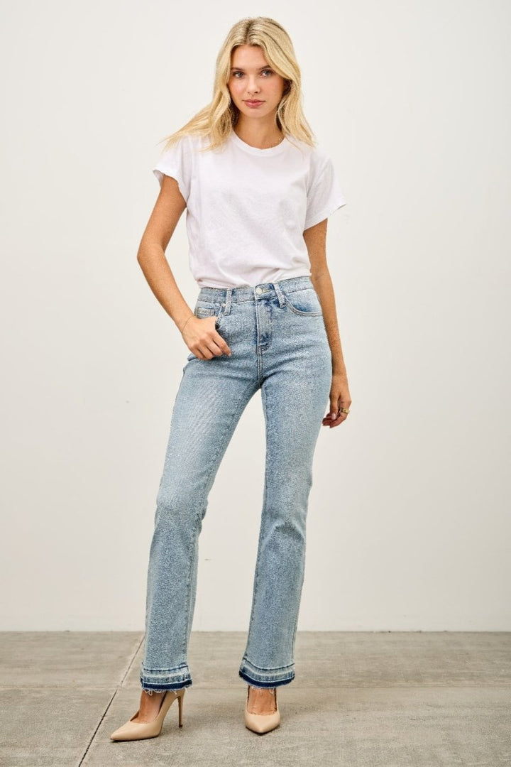 Stretch Denim Jeans – Mid Rise Flare Fit - Saige Denim Women&