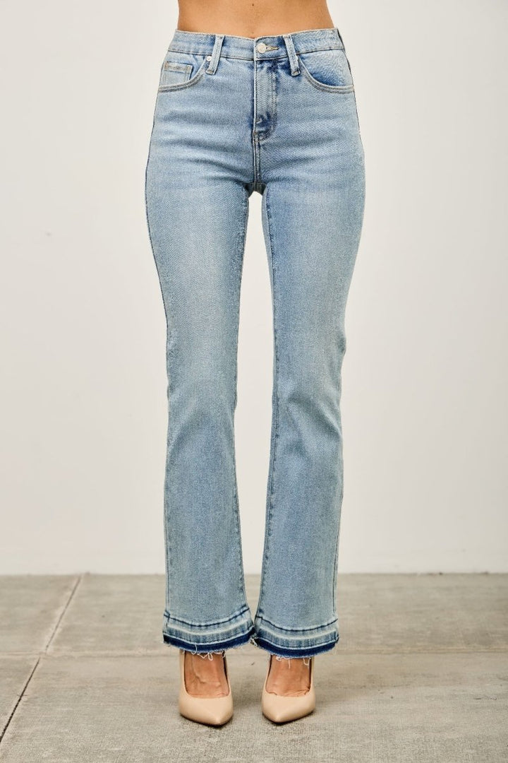Stretch Denim Jeans – Mid Rise Flare Fit - Saige Denim Women&