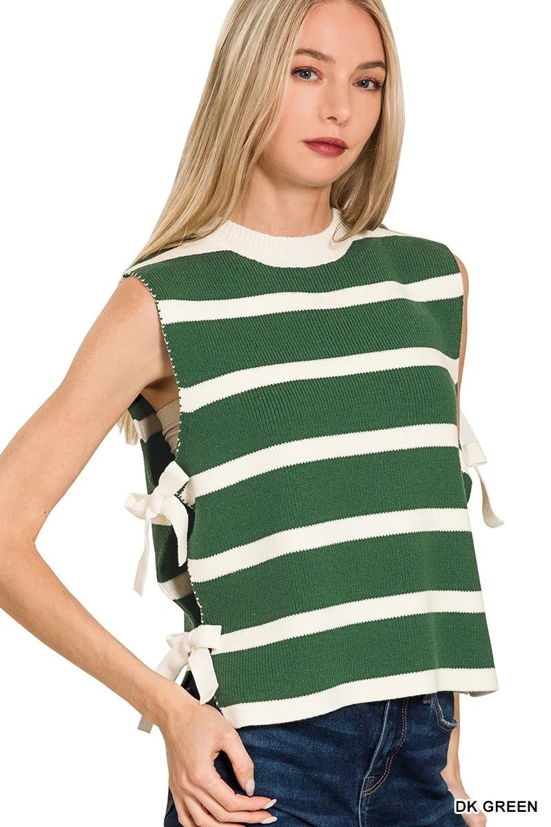 Striped Sweater Vest with Side Tie - AMVIM