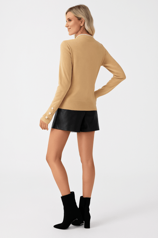 Sweater lace trim pullover knit for fall casual layering - AMVIM