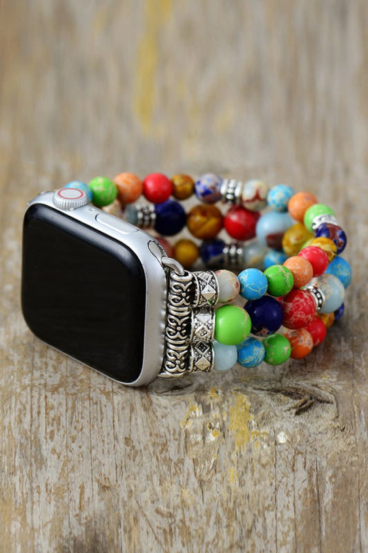 Synthetic Imperial Jasper Beaded Watchband Bracelet - AMVIM