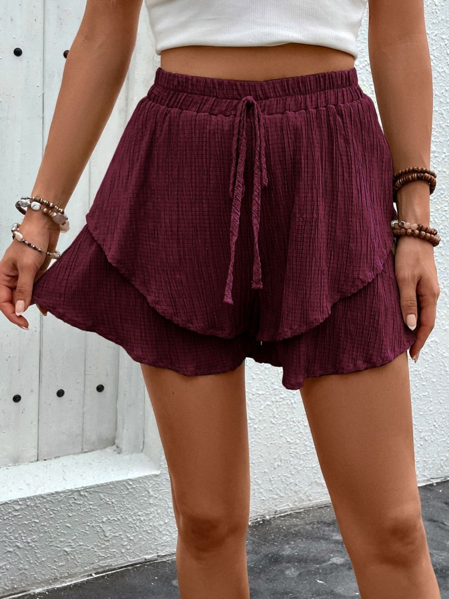 Tied Layered High Waist Shorts - AMVIM