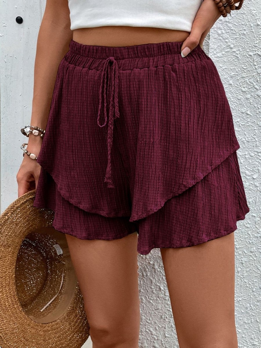 Tied Layered High Waist Shorts - AMVIM