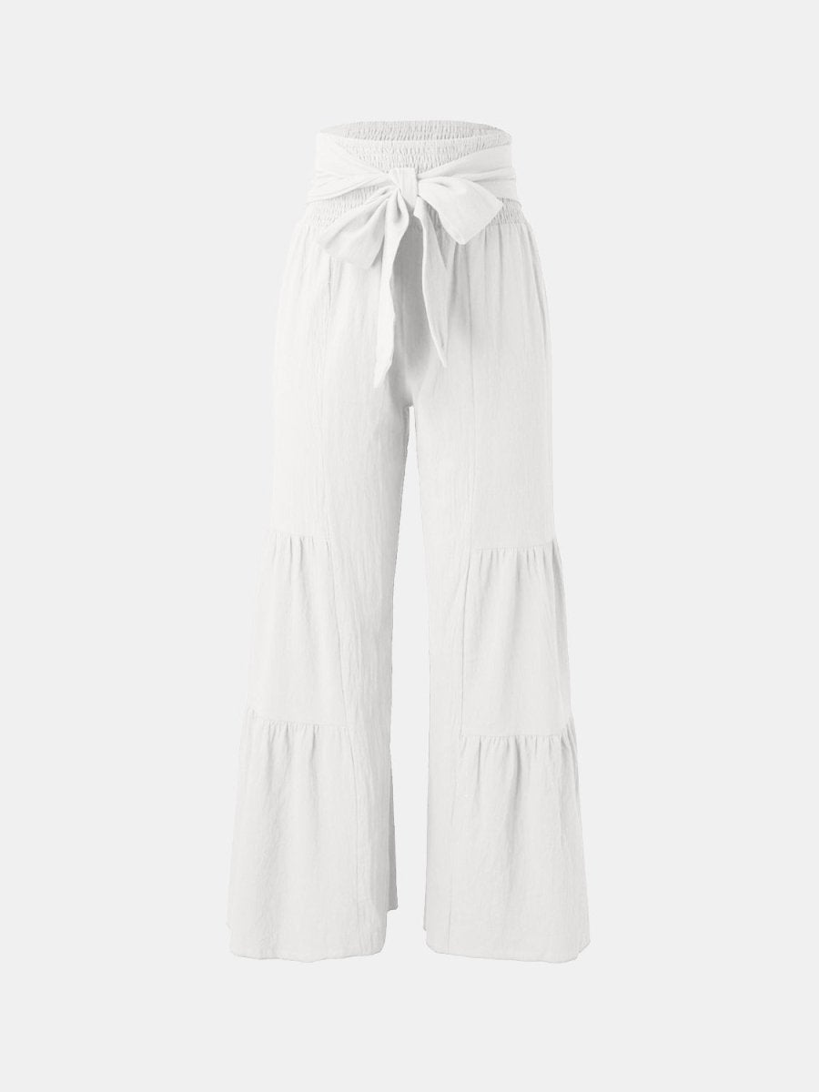 Tied Ruched Wide Leg Pants - AMVIM