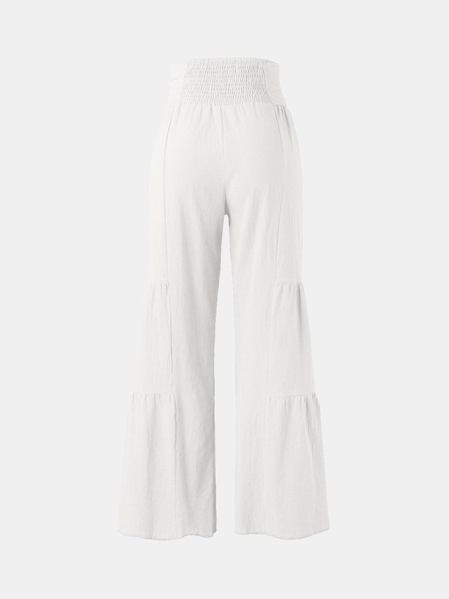 Tied Ruched Wide Leg Pants - AMVIM