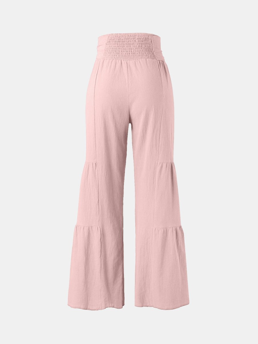 Tied Ruched Wide Leg Pants - AMVIM