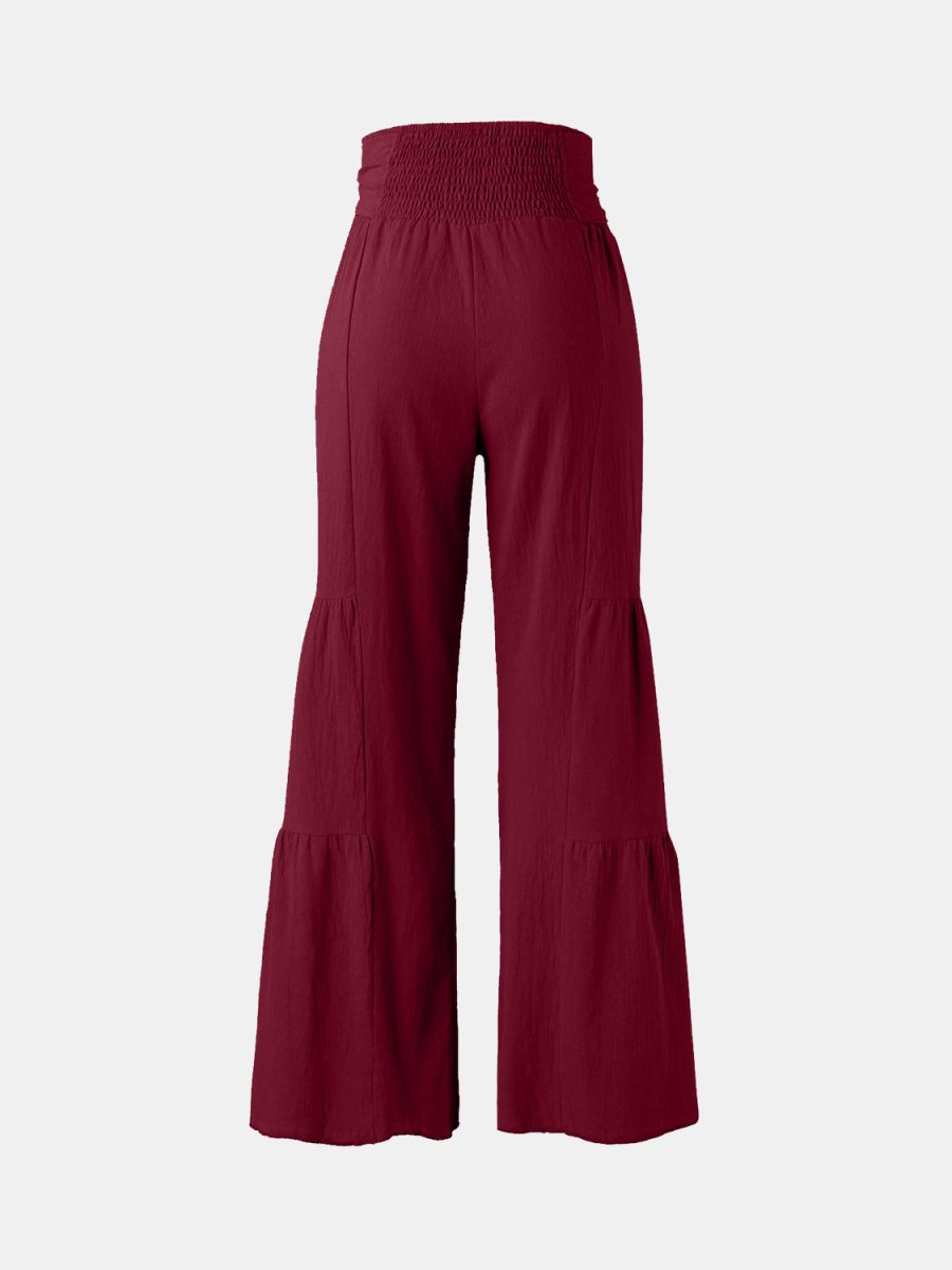 Tied Ruched Wide Leg Pants - AMVIM