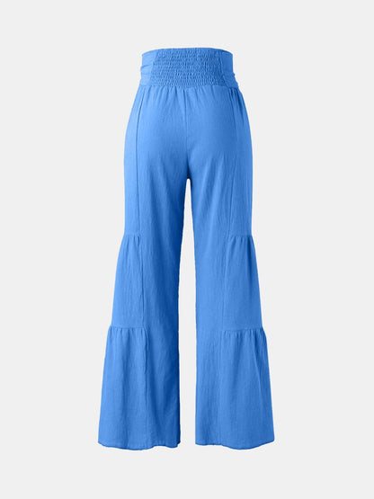 Tied Ruched Wide Leg Pants - AMVIM