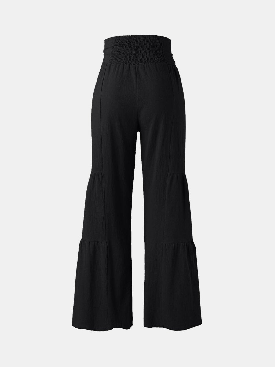 Tied Ruched Wide Leg Pants - AMVIM