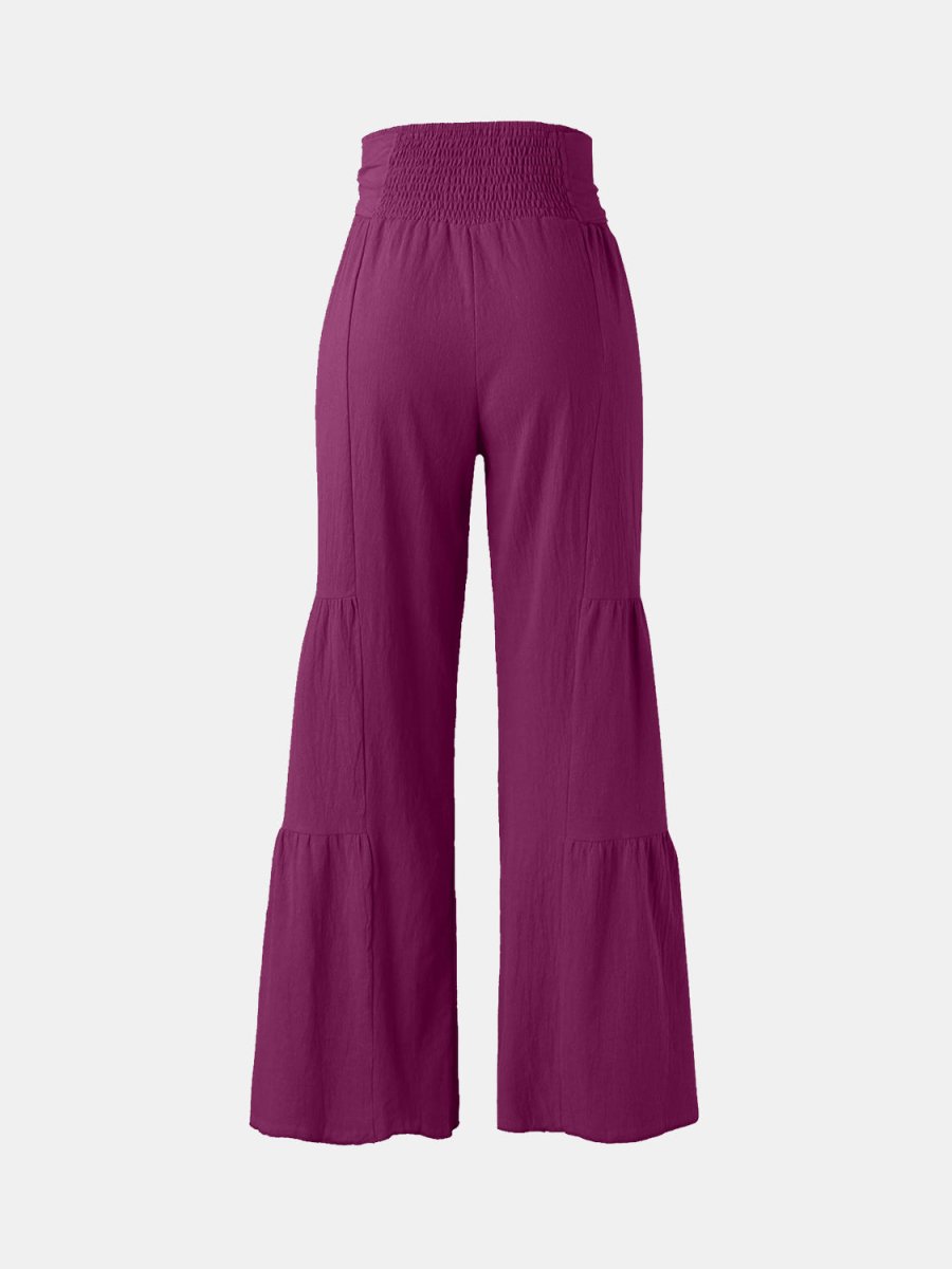 Tied Ruched Wide Leg Pants - AMVIM