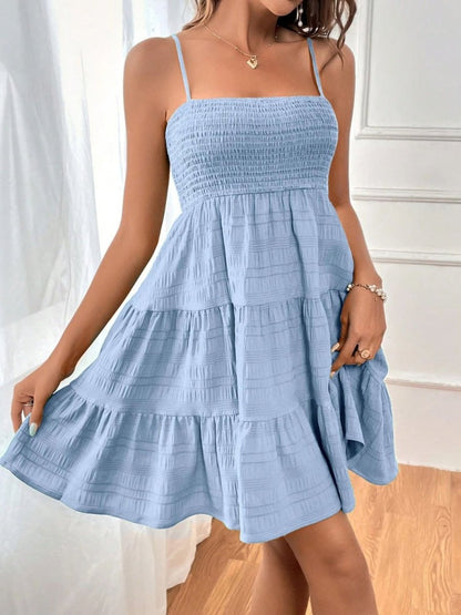 Tiered Smocked Square Neck Cami Dress - AMVIM