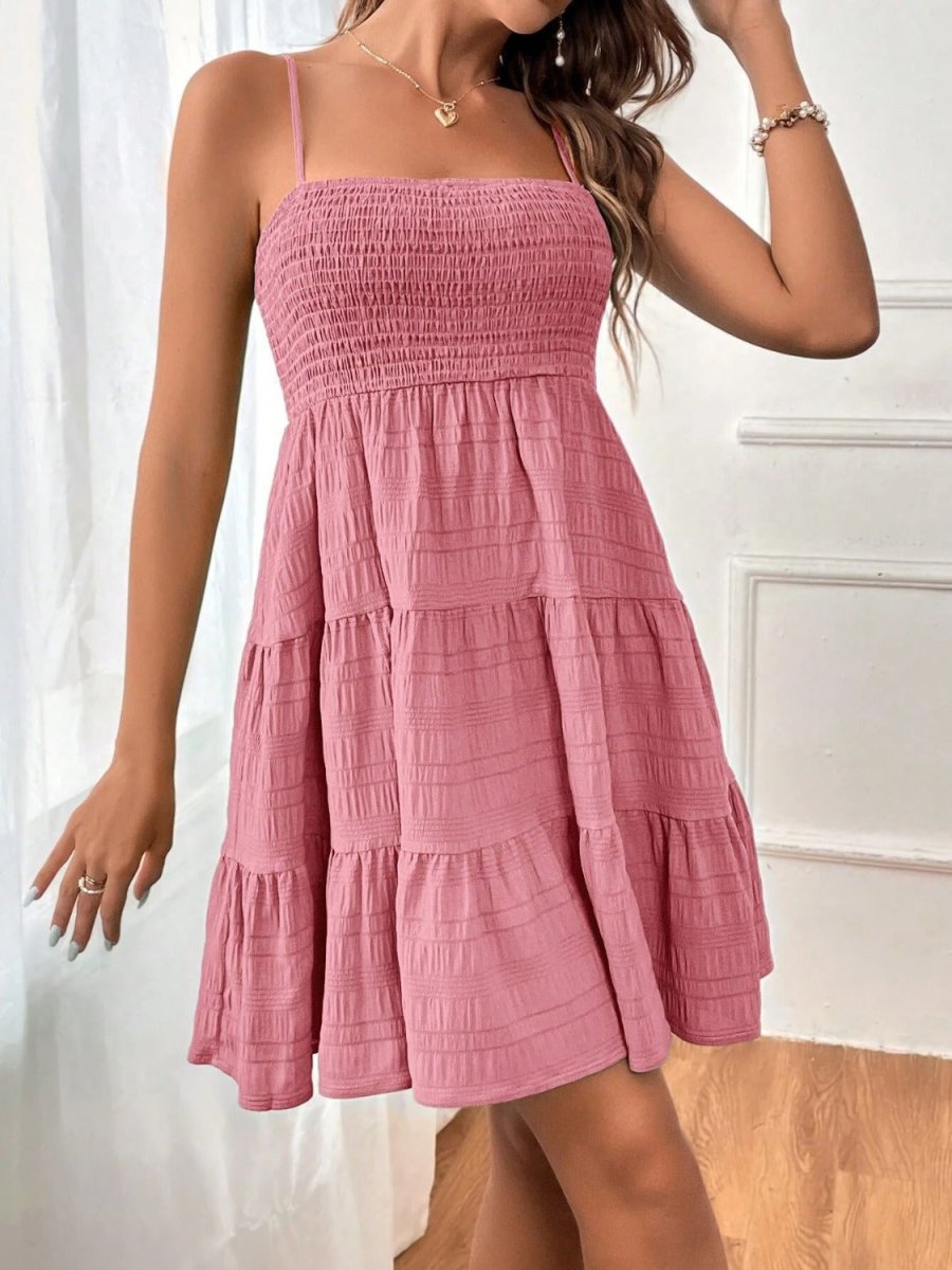 Tiered Smocked Square Neck Cami Dress - AMVIM