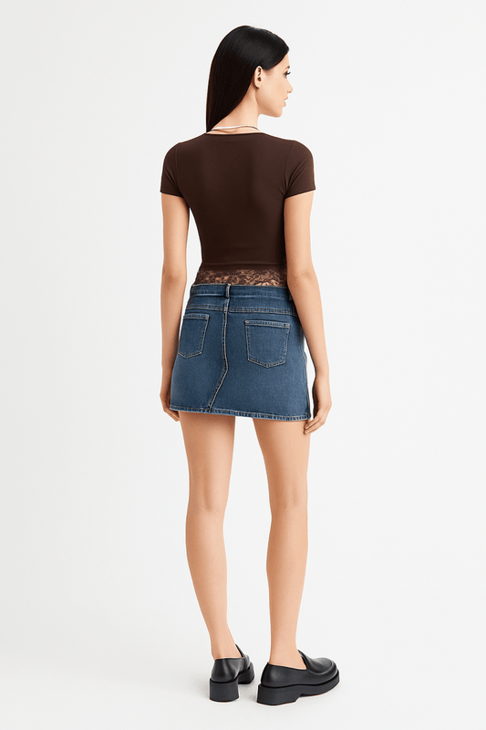 Top square neck lace trim high waist casual tank - AMVIM