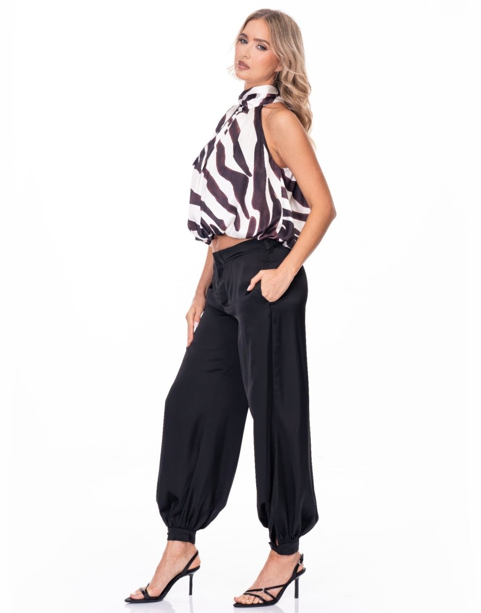 Top, Zebra Print for Women – Soft Polyester Spandex, Versatile Staple - AMVIM