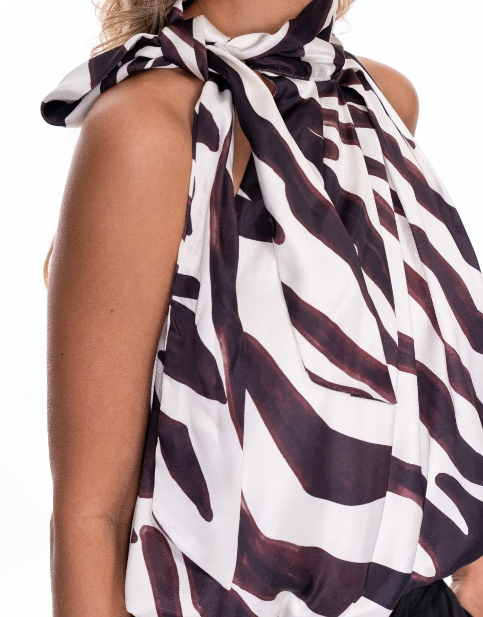 Top, Zebra Print for Women – Soft Polyester Spandex, Versatile Staple - AMVIM