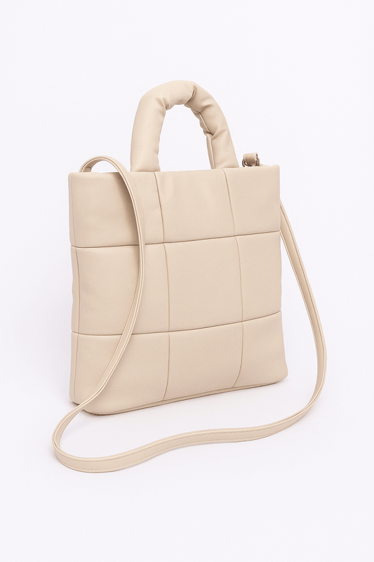 Tote faux‑leather quilted padded handbag with strap - AMVIM