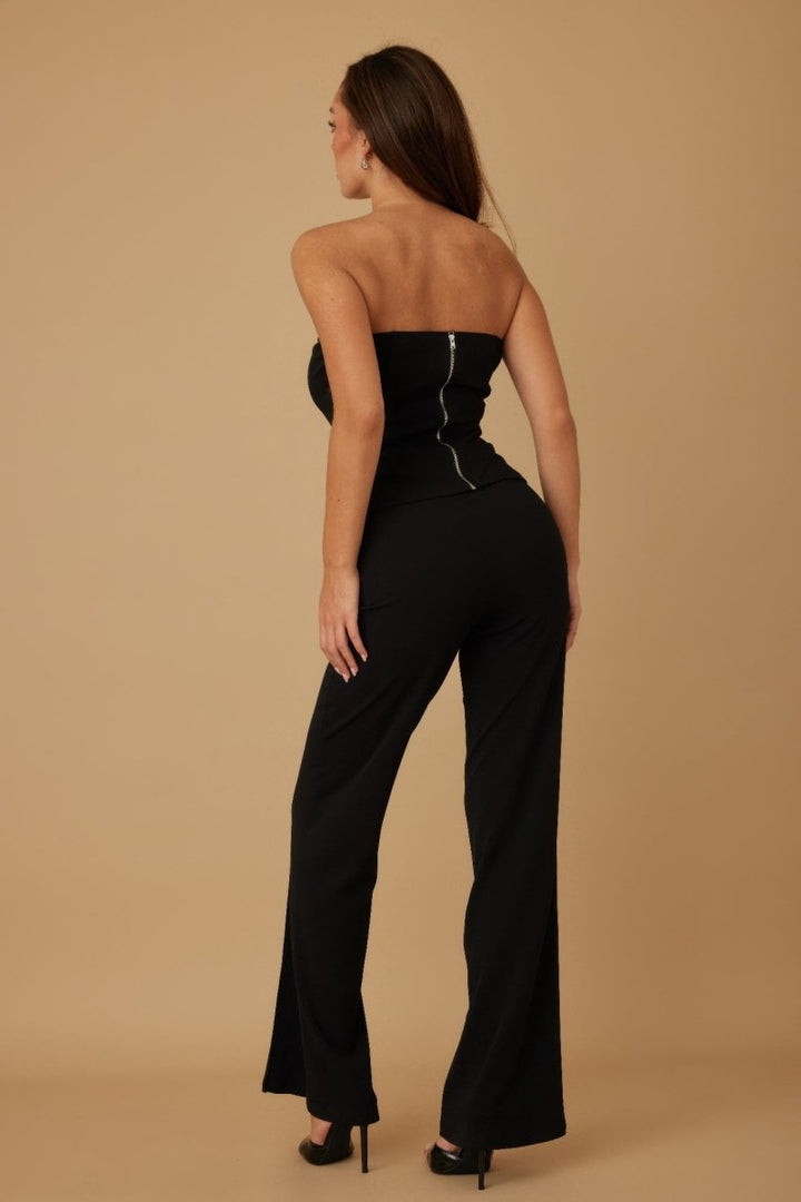 Two - Piece Beige Crystal Embellished Tailored Set - AMVIM